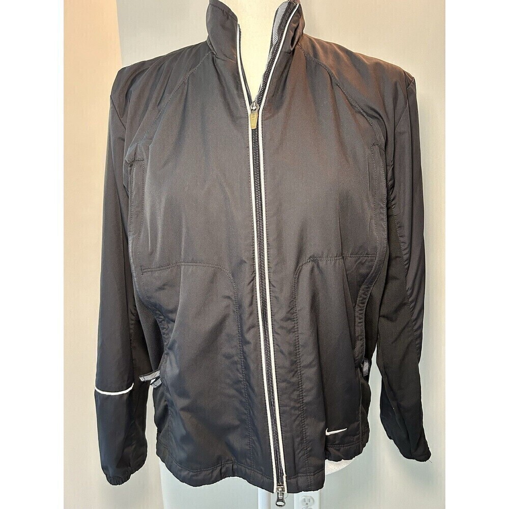 Vintage Y2K NIKE Black Multi pocket Nylon Full Zip Windbreaker Jacket Women’s M